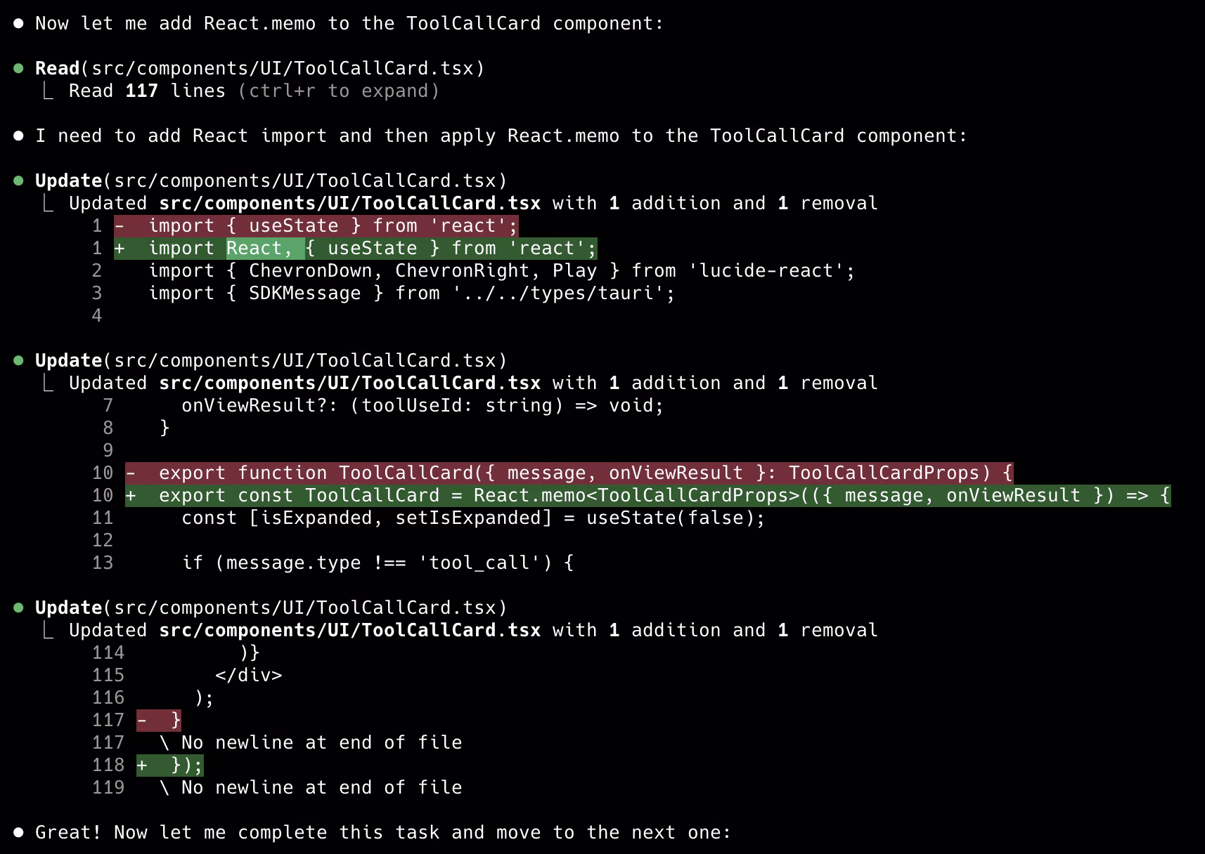 Claude Code completed tasks